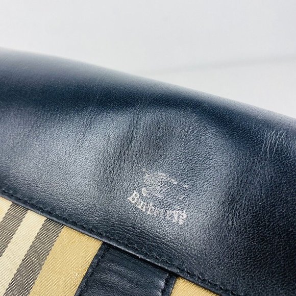 Burberry Vintage Beige and Black Nova Check Leather Logo Shoulder Handbag - Picture 11 of 12